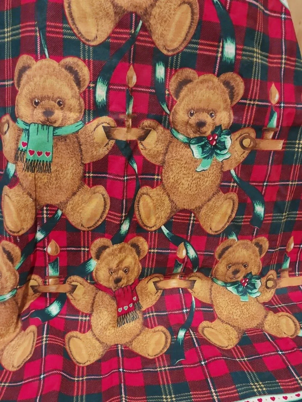 Holiday Bear Plaid Kitchen Apron - Red